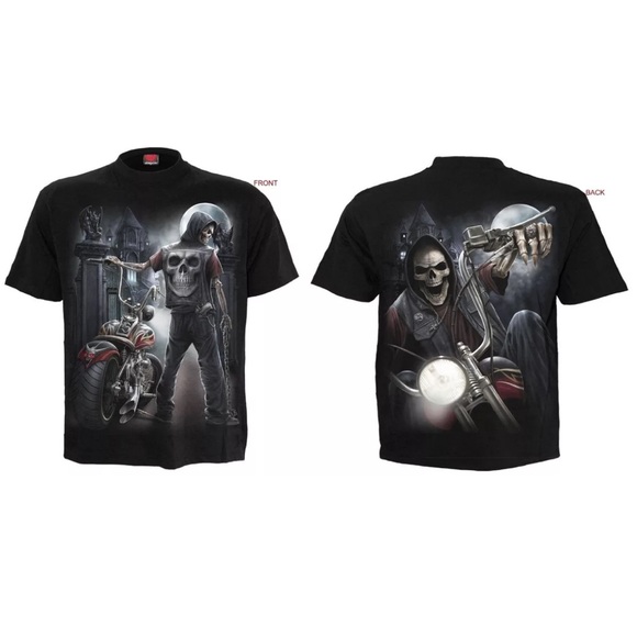 Black Motorcycle Biker Grim Reaper Skull Skeleton - Picture 9 of 12